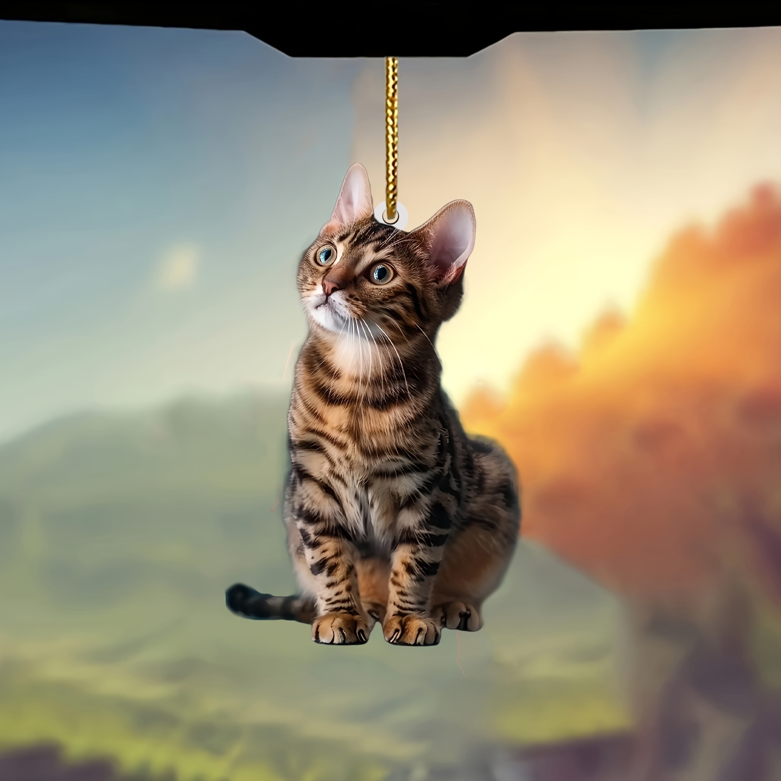 Car Accessories Oman - 3pcs 2D Flat Cat Acrylic Pendant